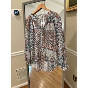 Versona Top Women's Medium Long Sleeve Sequins Black Blouse